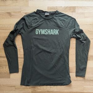 Men's Large Gymshark Long Sleeve Cotton Raglan Shirt in Dark Green